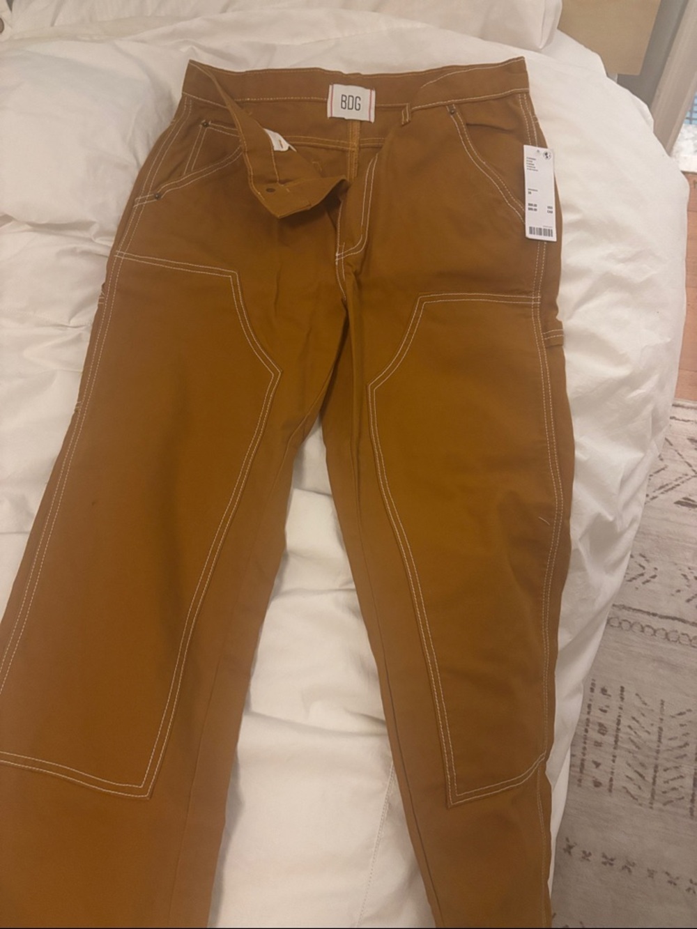 BDG Boot Cut Jeans in Caramel with White Stitching